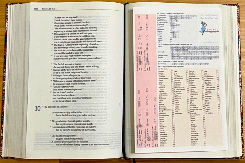 The printable Purely Jubilant Bible Reading Plan fits nicely into your
Bible.