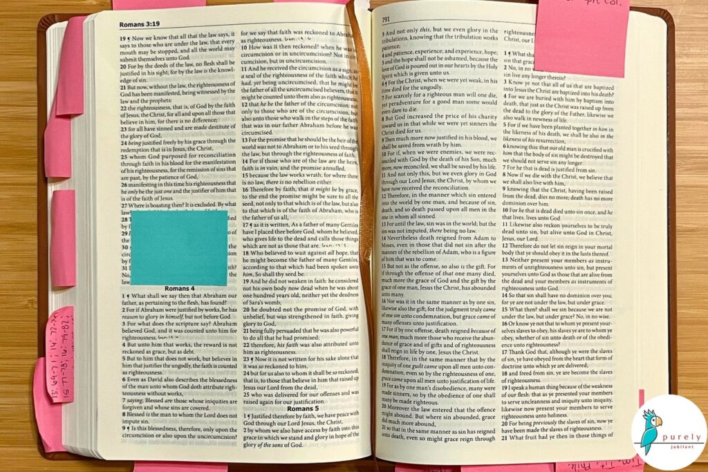 You can use Post-it notes to keep you on track with your Bible reading.