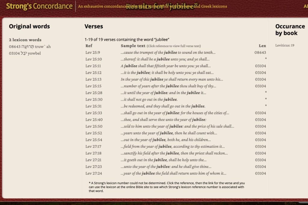 You start by looking up a word in the concordance.